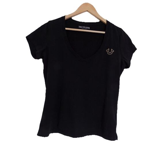 True Religion graphic tee t shirt black short sleeve womens size Medium - Picture 1 of 6